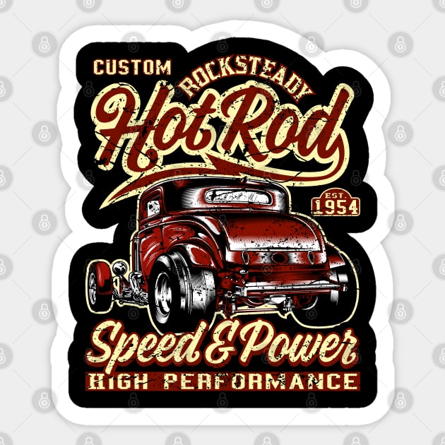 Custom Rocksteady Red Hot Rod Sticker by RockabillyM